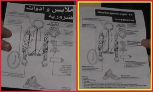 Compare the pamphlets issued by the US during the Arab Spring revolution in Egypt with those found in the possession of Ukrainian "protesters."